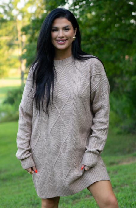 Aura Cable Knit Sweater Dress - Threaded Pear