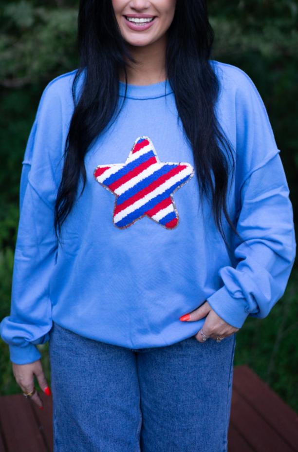 Tru Sequin Star Sweatshirt - Threaded Pear