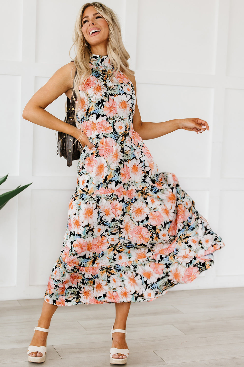 Clementine Floral Print Ruffled Maxi Dress - Threaded Pear