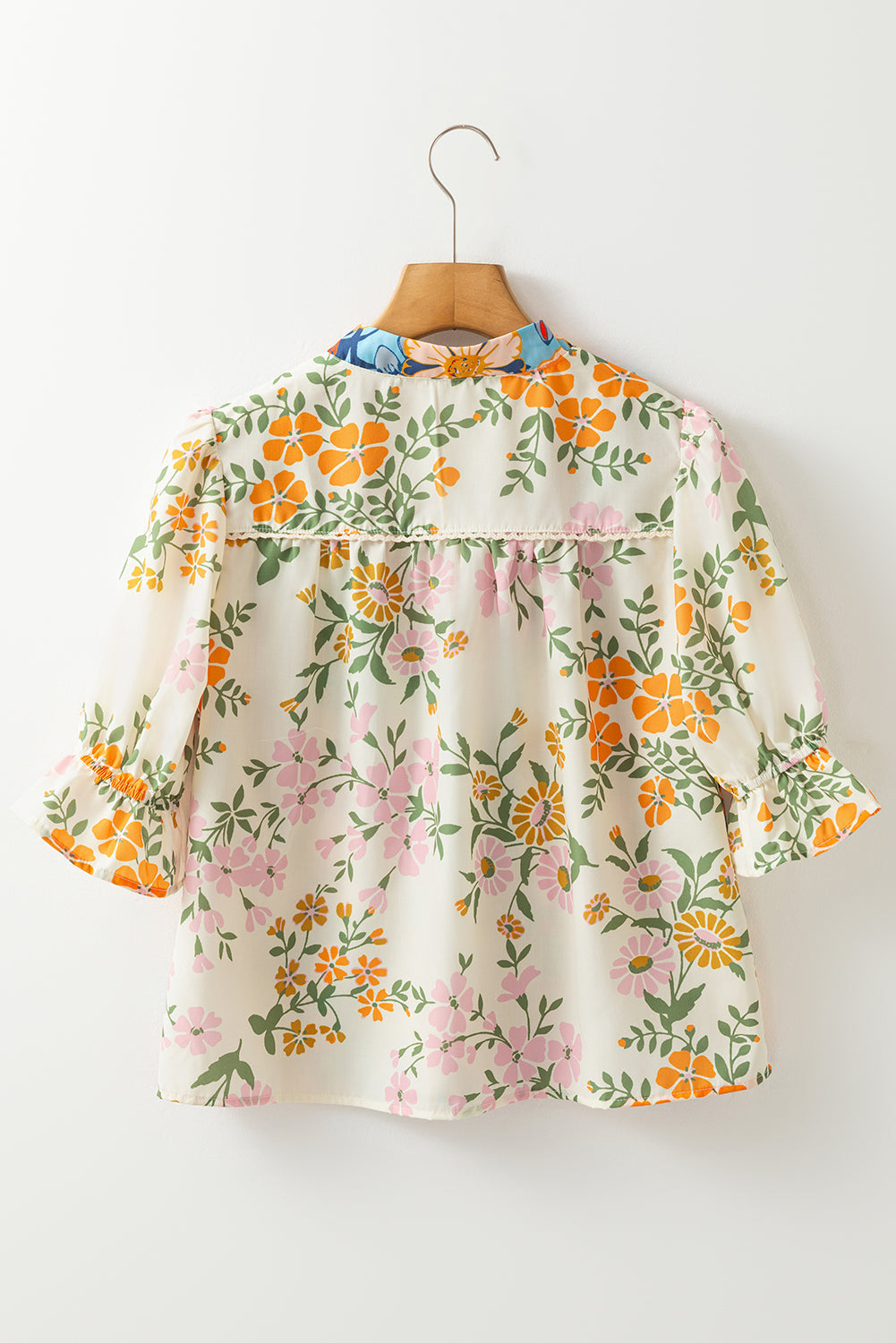 Gwen Crochet V Neck Boho Floral Blouse - Threaded Pear