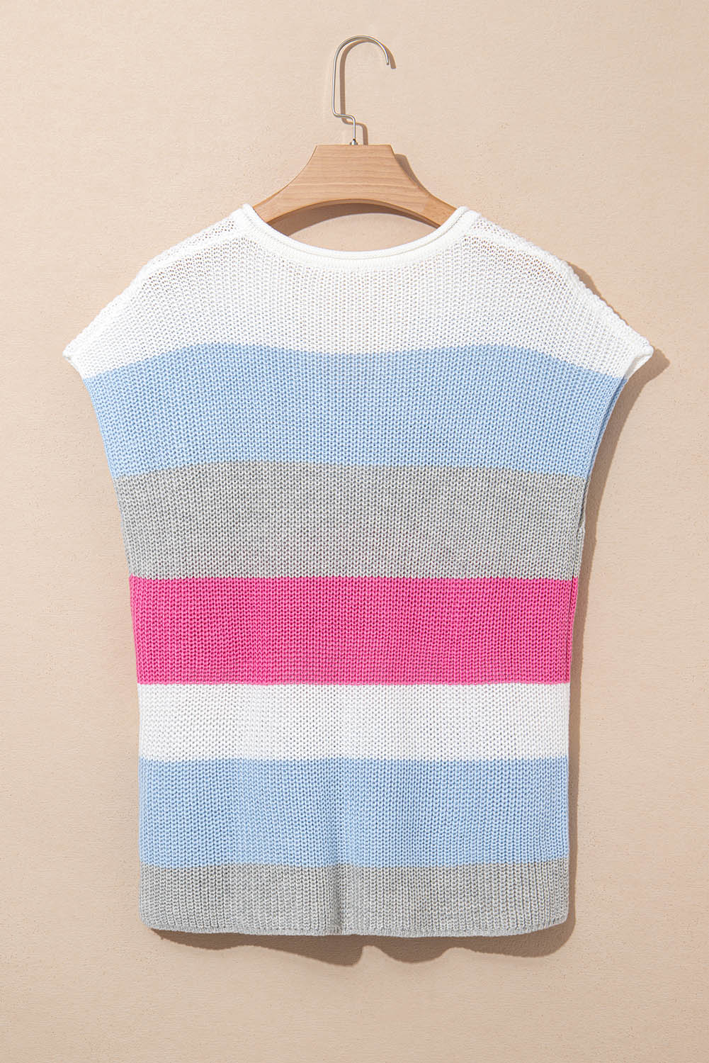 Elliot Color Block Notch V Neck Sweater Top - Threaded Pear