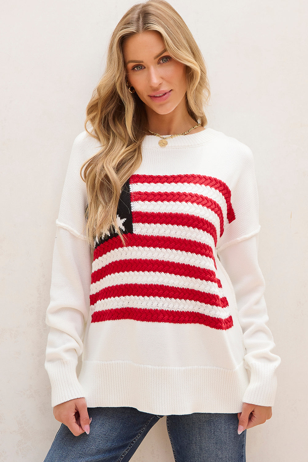 Lakelyn American Flag Sweater - Threaded Pear