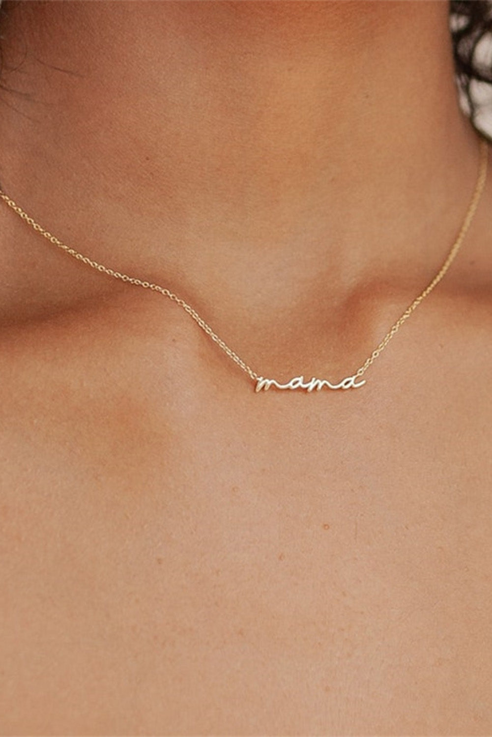 Gold Tiny Mama Script Necklace - Threaded Pear