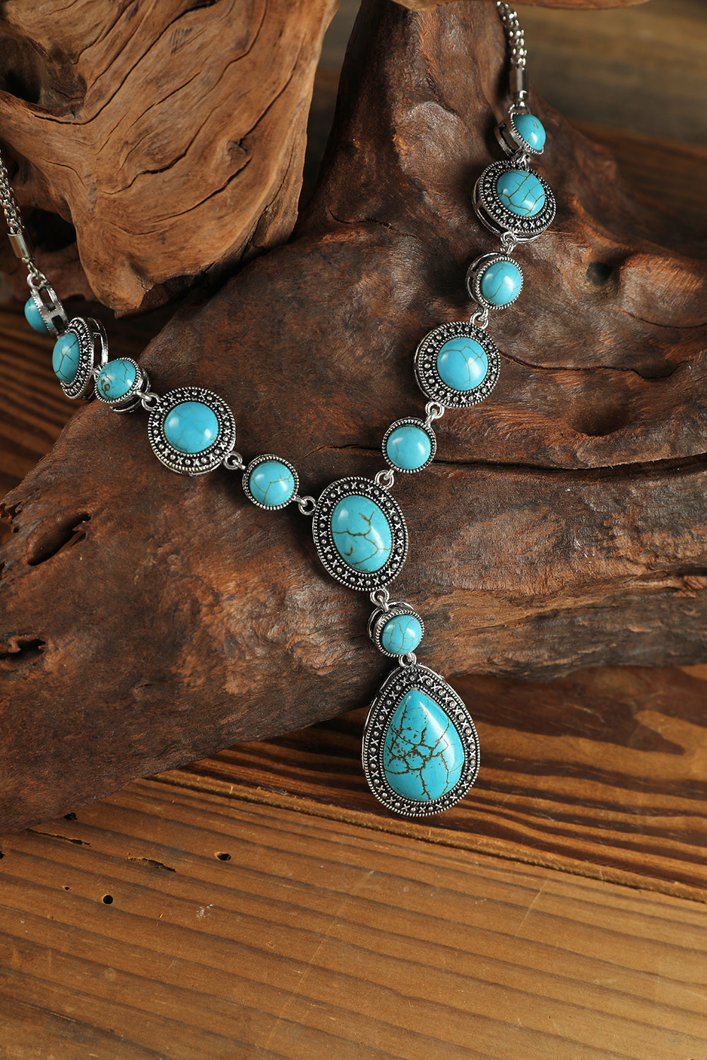 Turquoise Water Drop Accent Necklace - Threaded Pear
