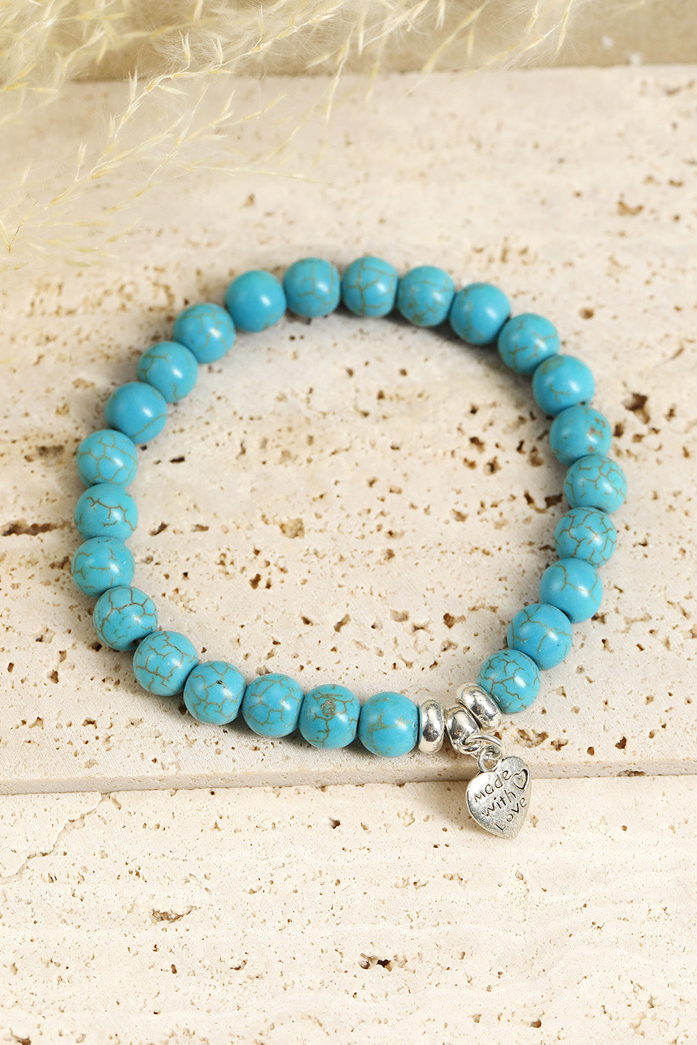 Heart Pendant Turquoise Bracelet - Threaded Pear
