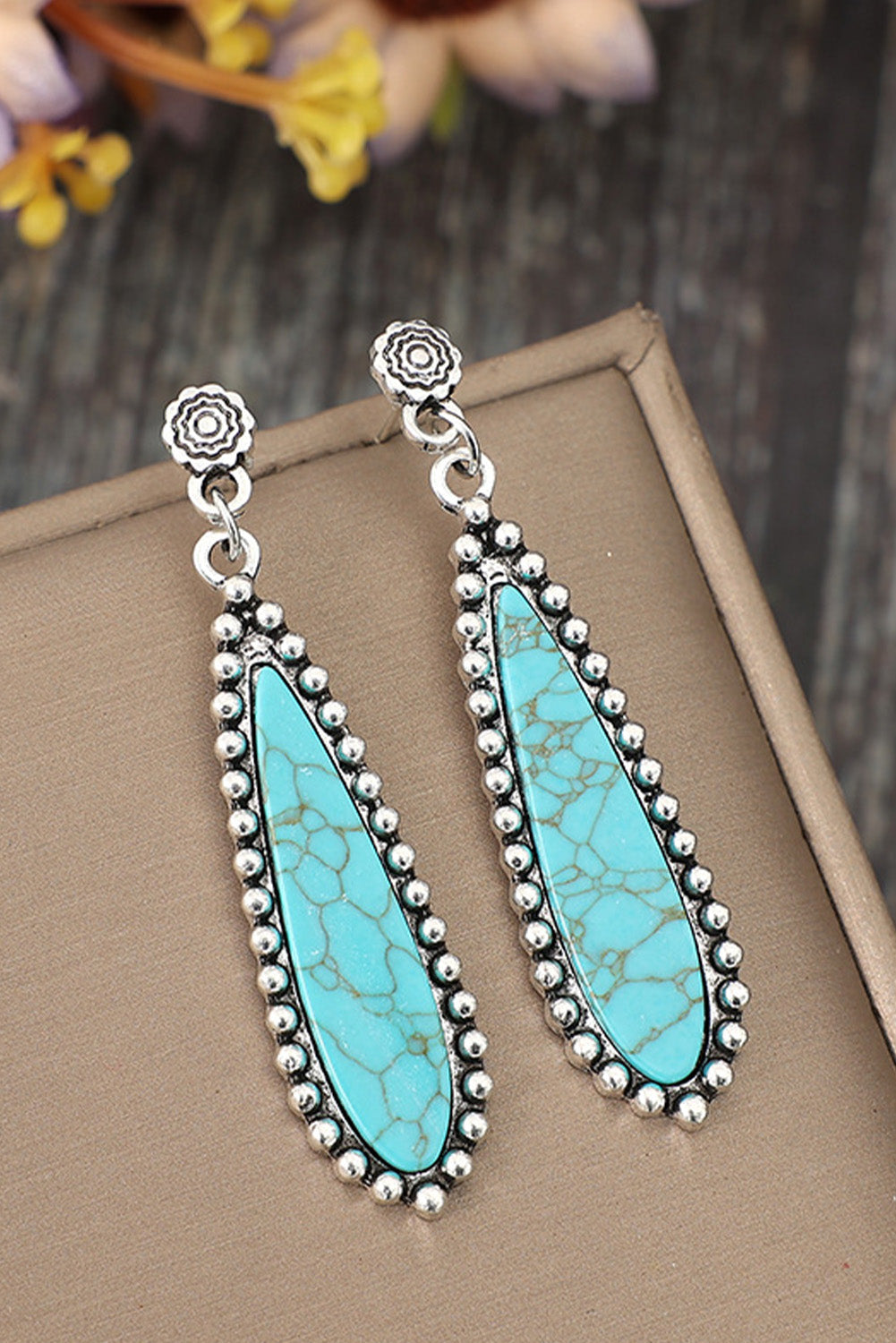 Vintage Bohemian Turquoise Earrings - Threaded Pear