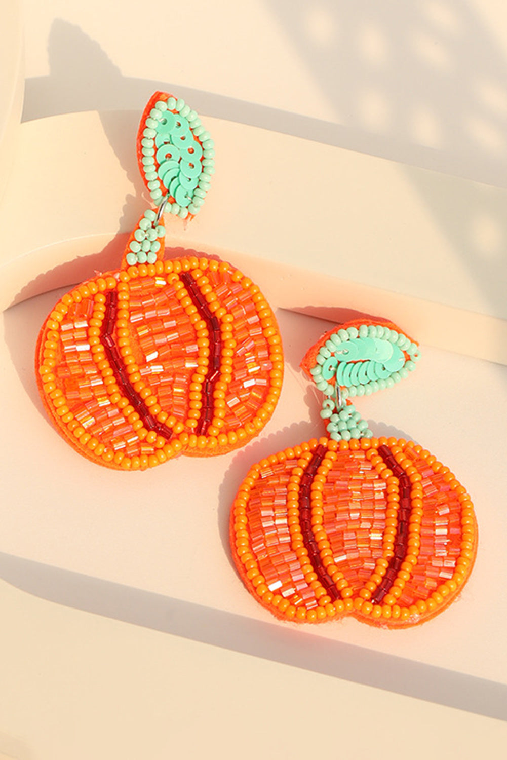 Halloween Pumpkin Earrings - Threaded Pear