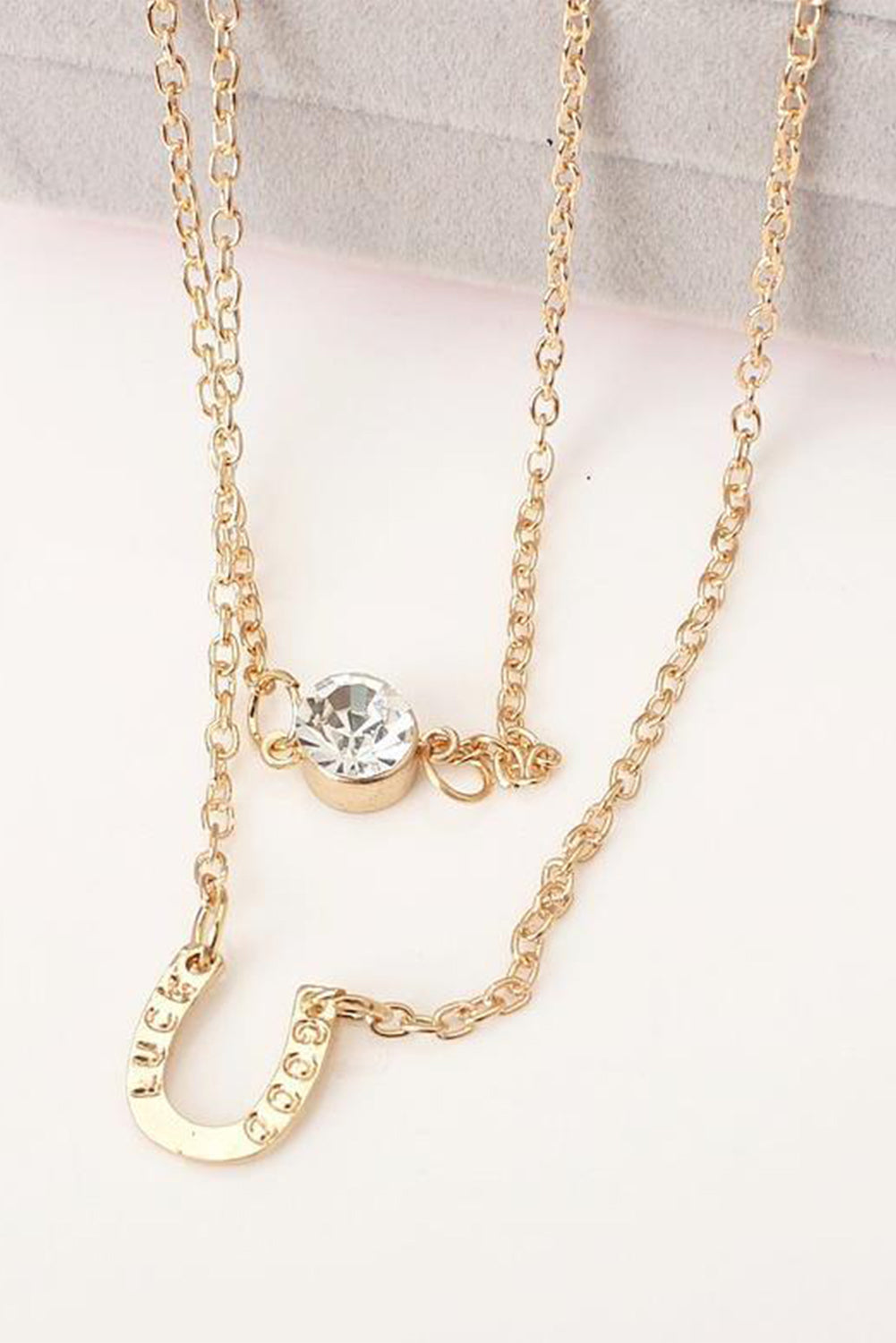 Gold Horseshoe Layered Chopped Necklace - Threaded Pear