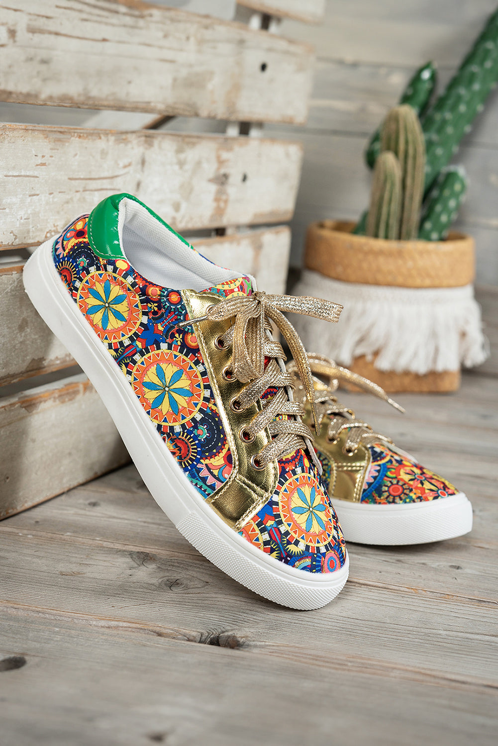 Daniella Floral Patchwork Shoes - Threaded Pear