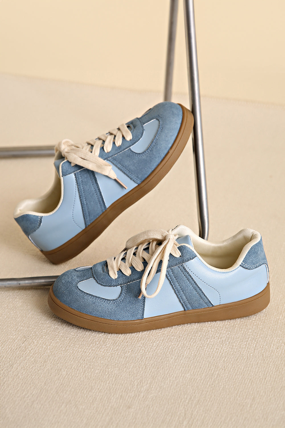 Raina Two Tone Lace-up Sneakers - Threaded Pear