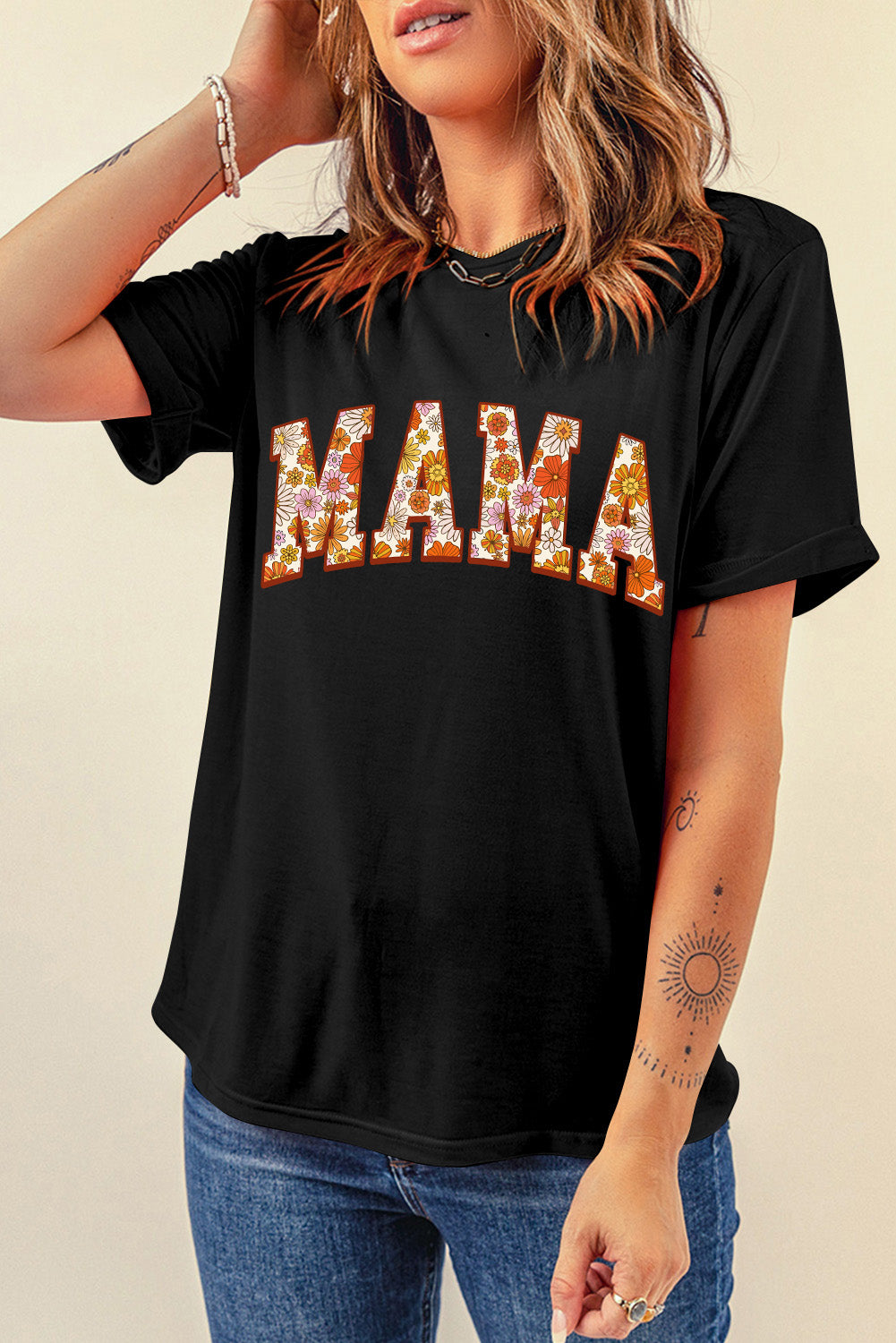 Sunny Flower MAMA Letter Graphic Tee - Threaded Pear