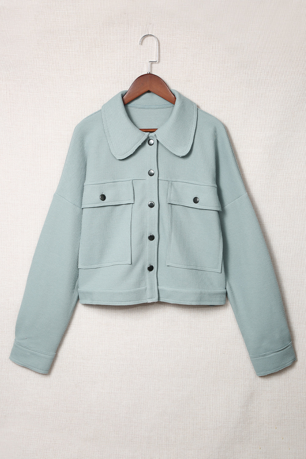 Amaris Waffle Knit Buttons Cropped Jacket - Threaded Pear