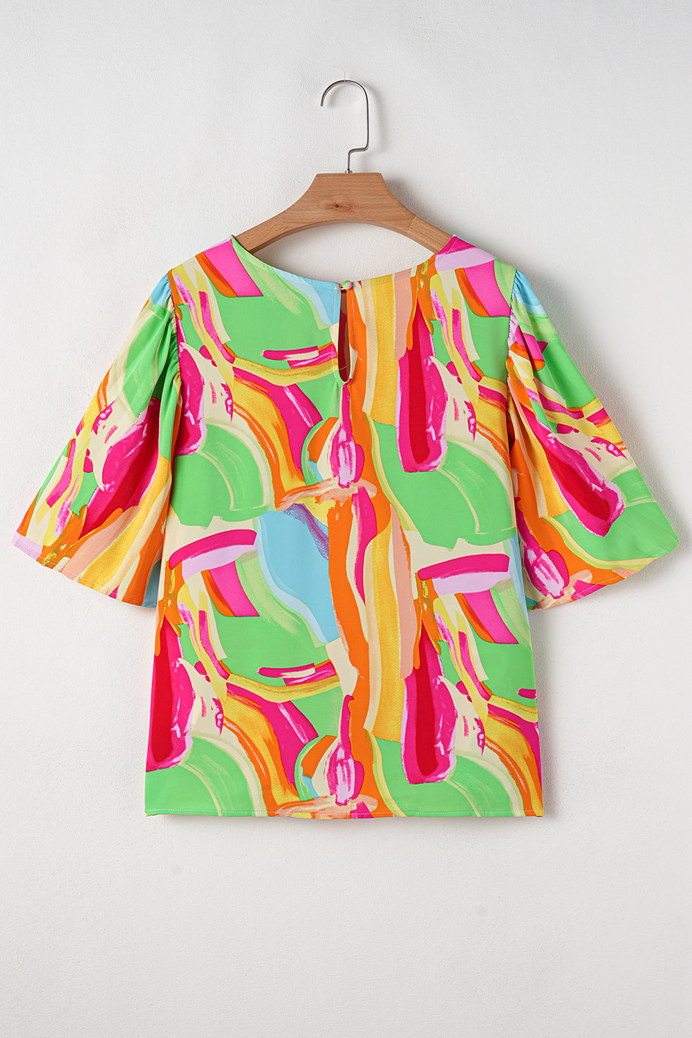 Angel Abstract Half Sleeve Blouse - Threaded Pear