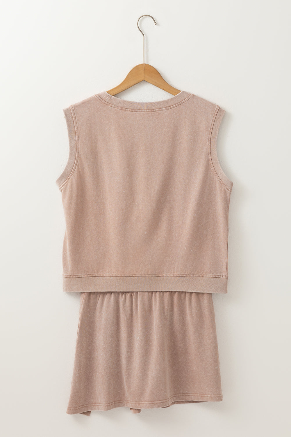 Aria 2 Pieces Mineral Wash Cotton Tank Top Lined Split Skirt Set - Threaded Pear