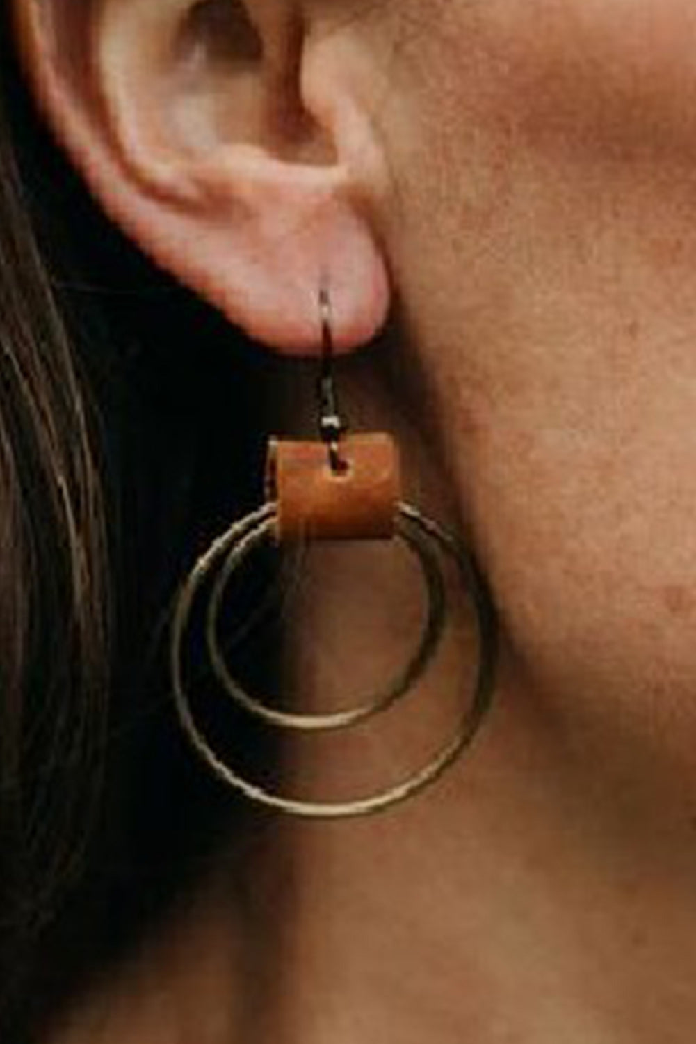 Gold Vintage Hoop Hook Earrings - Threaded Pear