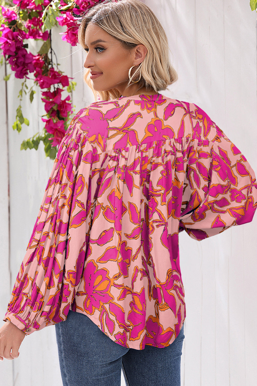 Alyssa Floral Buttoned Loose Fit Shirt - Threaded Pear