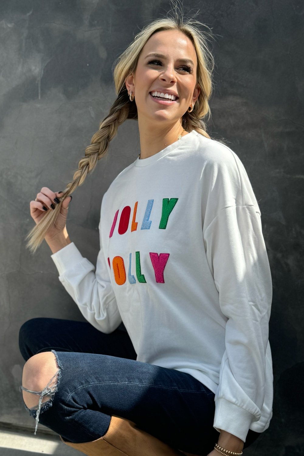 Holly Jolly Christmas Sweatshirt - Threaded Pear