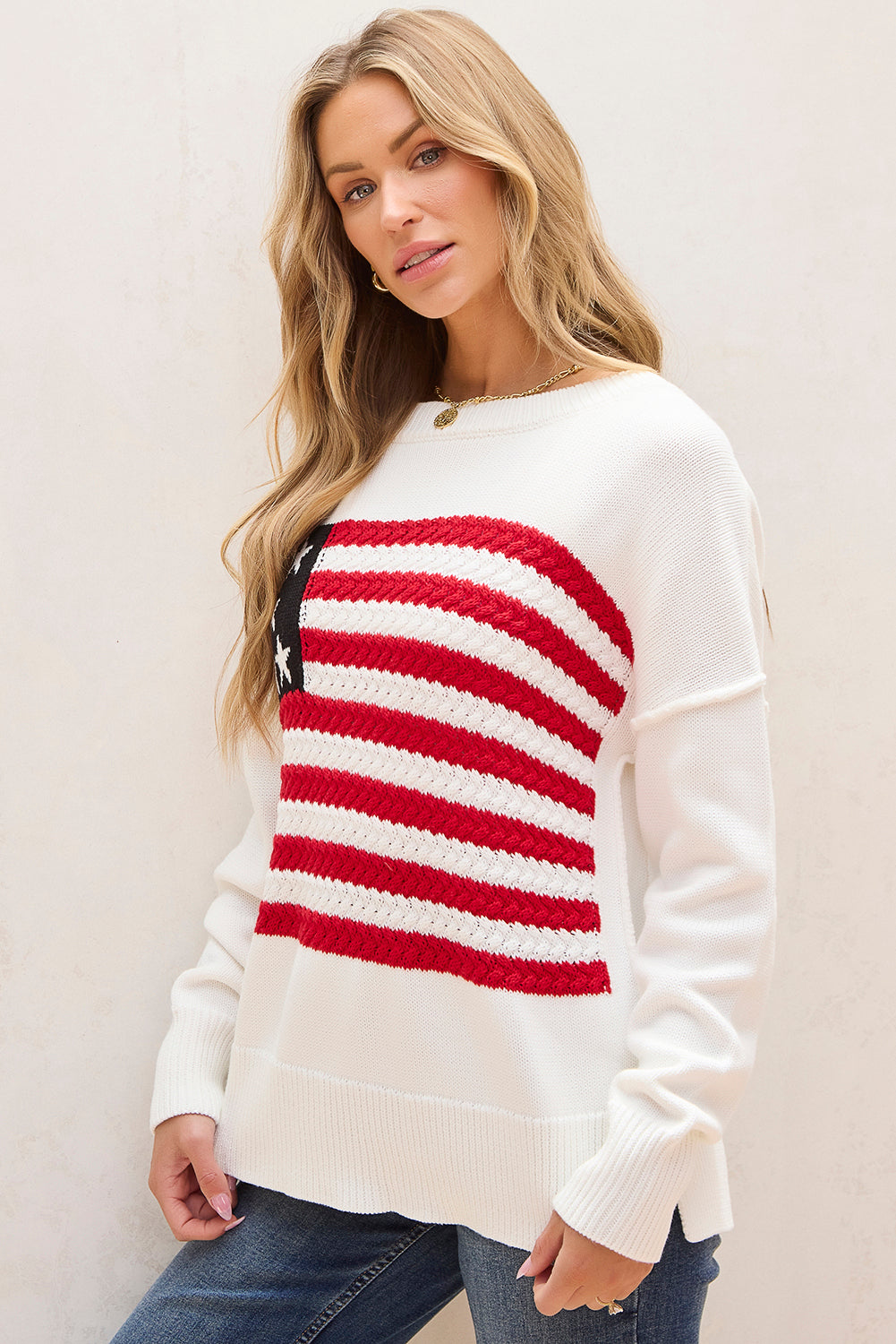 Lakelyn American Flag Sweater - Threaded Pear