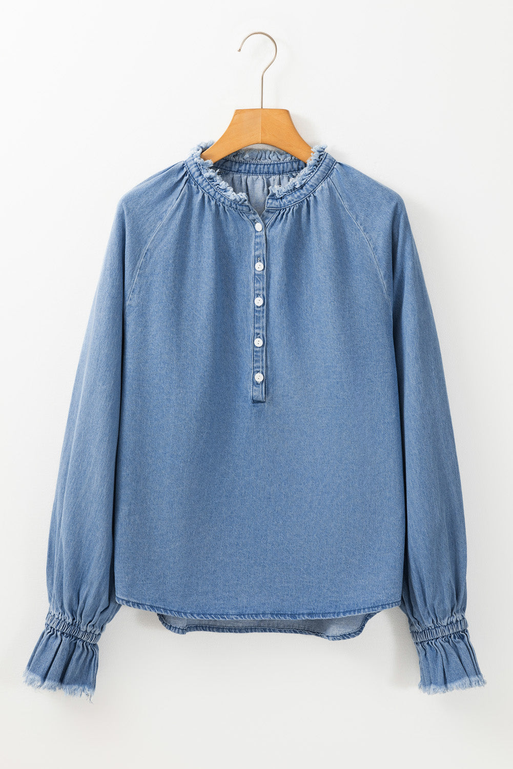 Natasha Buttoned Denim Top - Threaded Pear