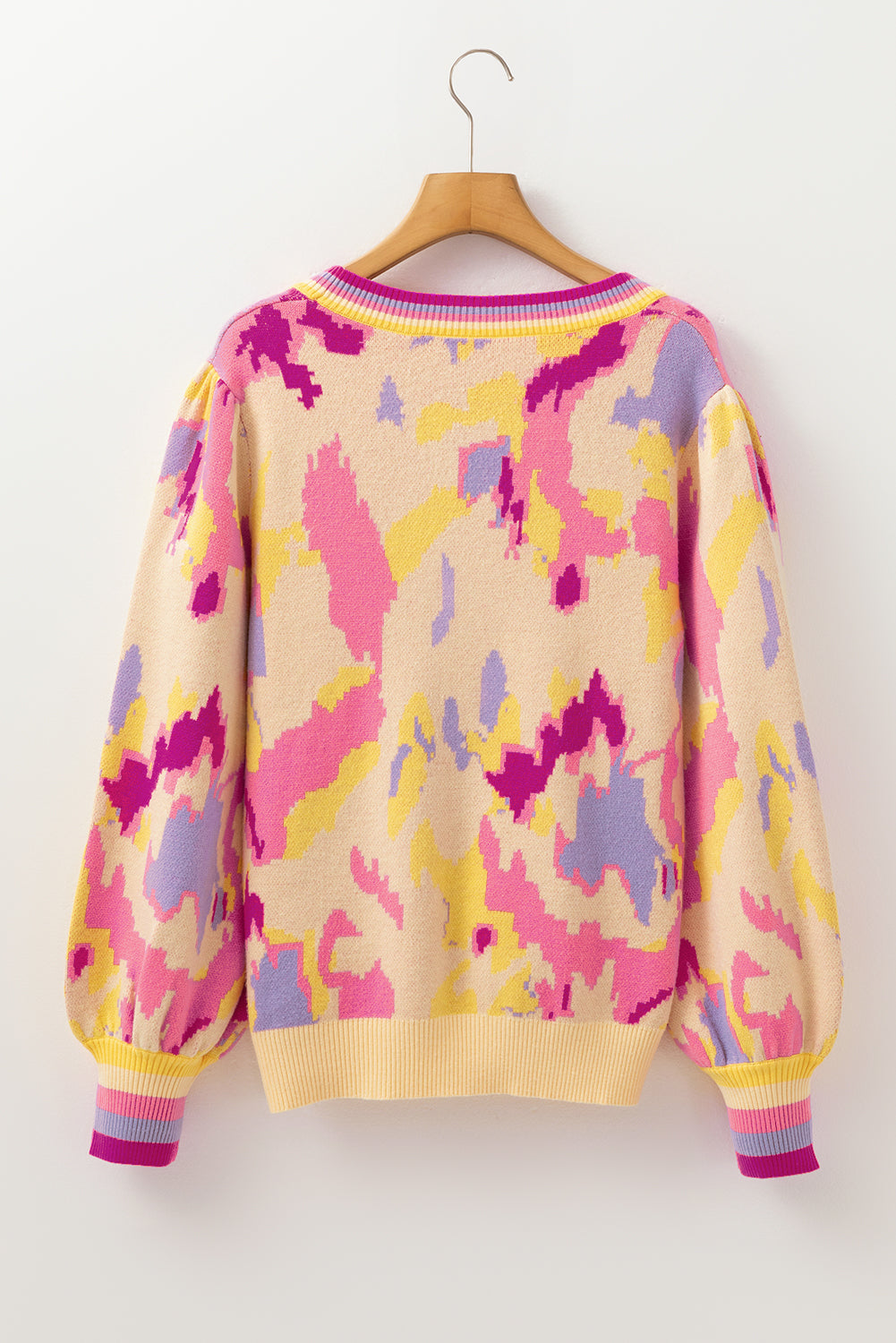Aria Colorblock Balloon Sleeve Sweater - Threaded Pear