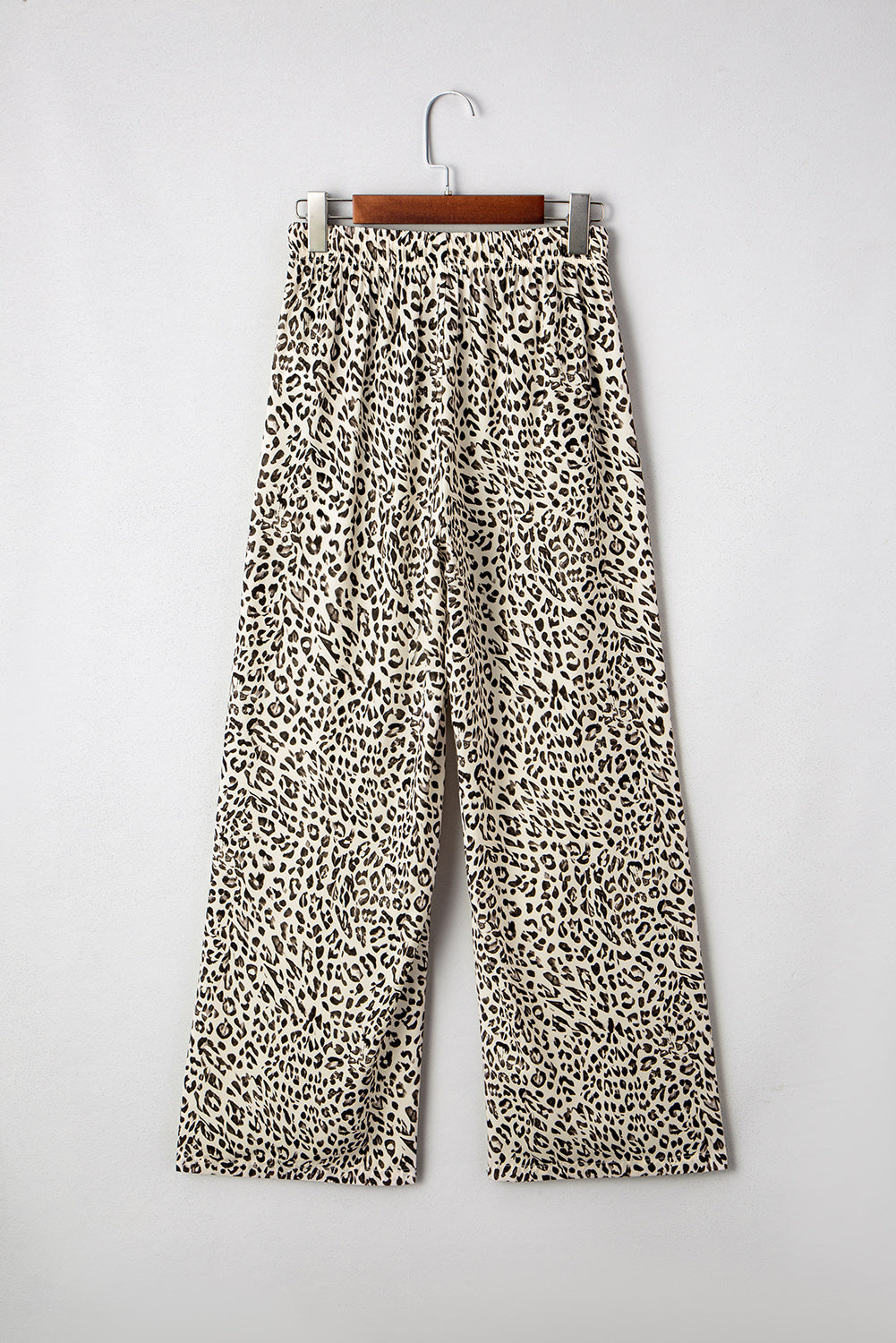 Mabel Leopard Drawstring Elastic Waistband Loose Pants - Threaded Pear