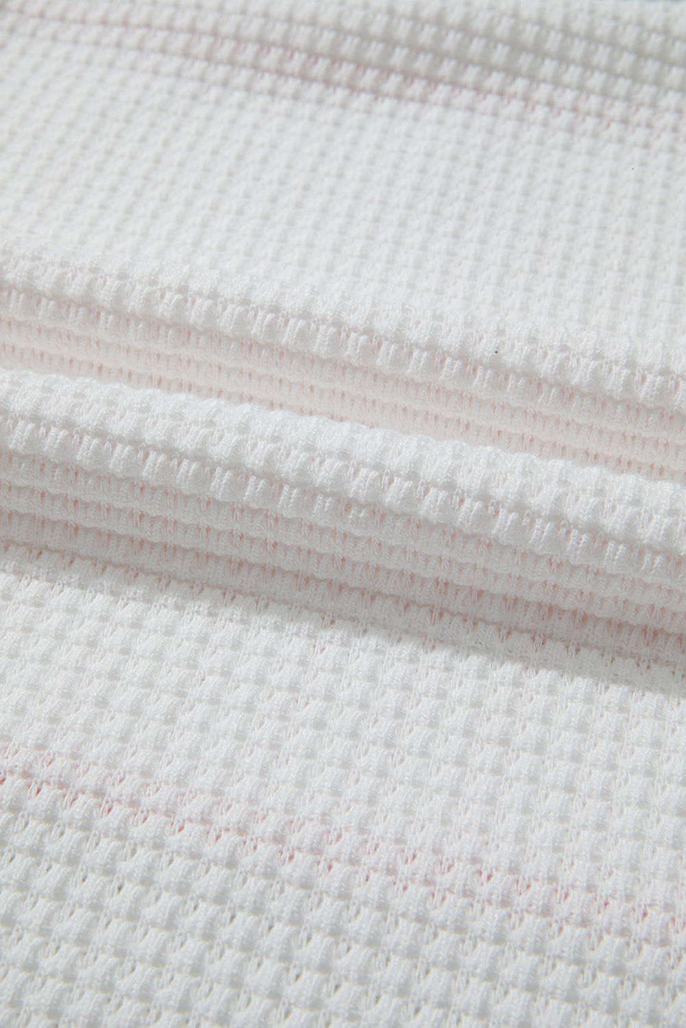 Pink Stripe Leopard Patchwork Waffle Knit Buttoned Plus Size Hoodie - Threaded Pear