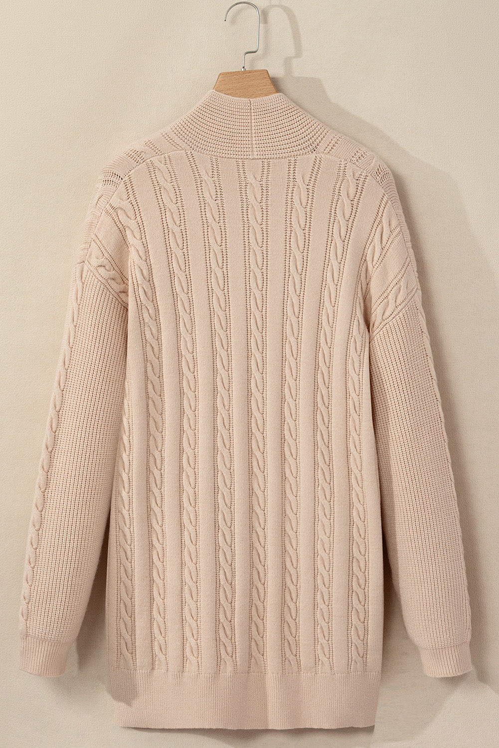 Jade Oversize Chunky Cable Knit Midi-length Cardigan - Threaded Pear