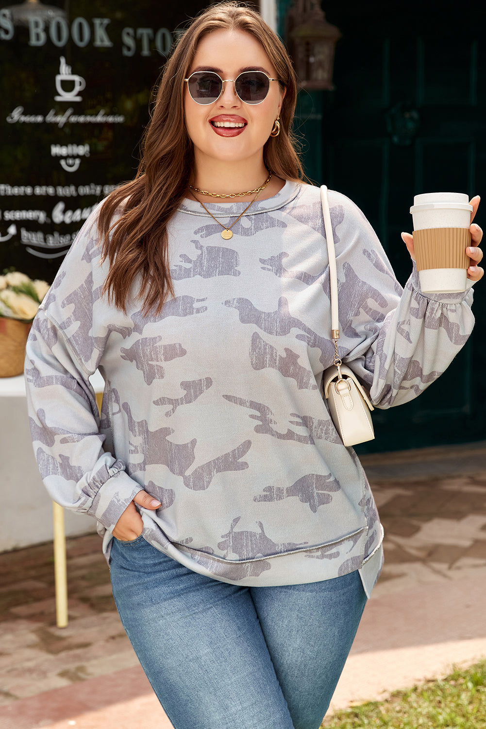 Sophia Multicolour Print Plus Sweatshirt - Threaded Pear