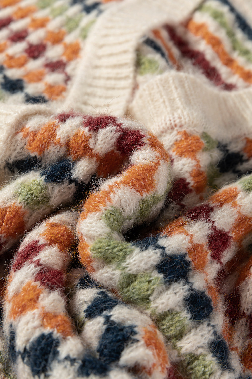 Seraxie Pattern Knit Front Sweater