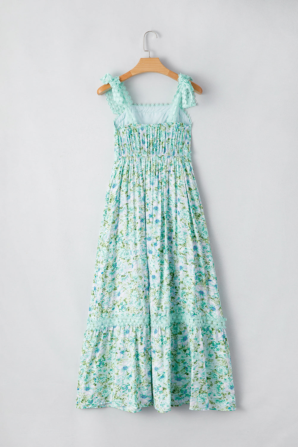 Ashlyn Floral Lace Tied Strap Empire Waist Maxi Dress - Threaded Pear