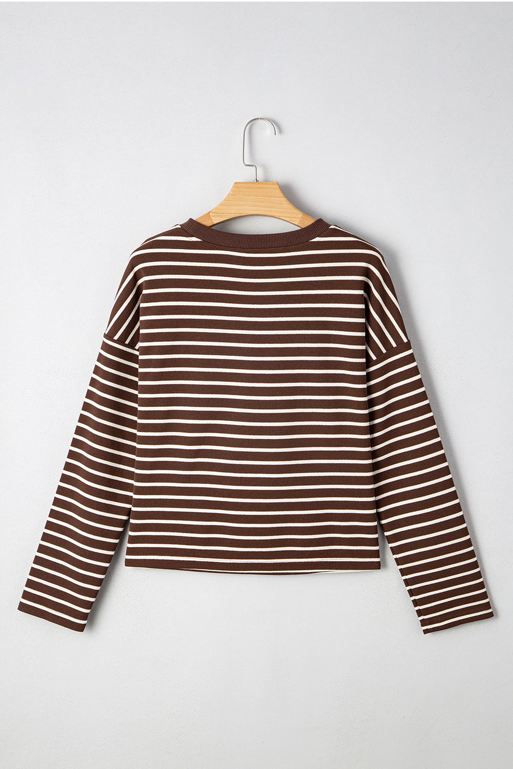 Ember Stripe Ribbed Cropped Crew Neck Top - Threaded Pear