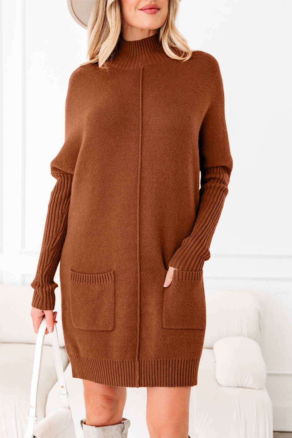 Mia Center Seam Shift Sweater - Threaded Pear