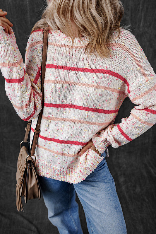 Ruthie Striped Confetti Knit Sweater - Threaded Pear