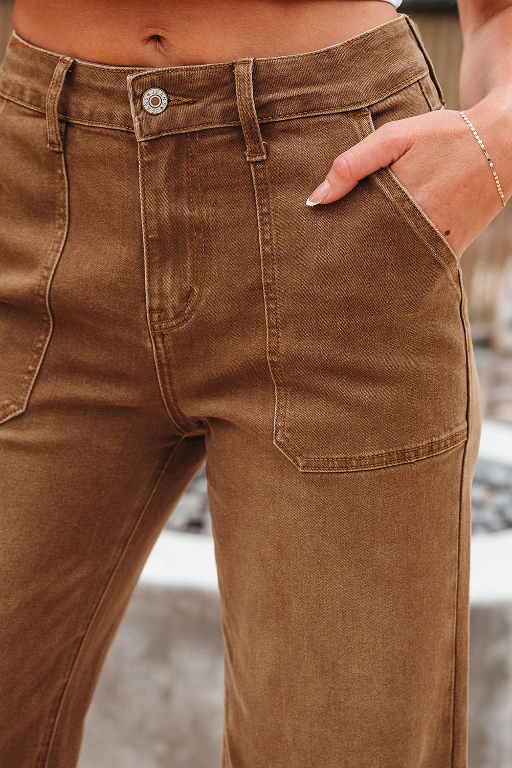 Courtney Cropped High Rise Wide Leg Jeans - Threaded Pear