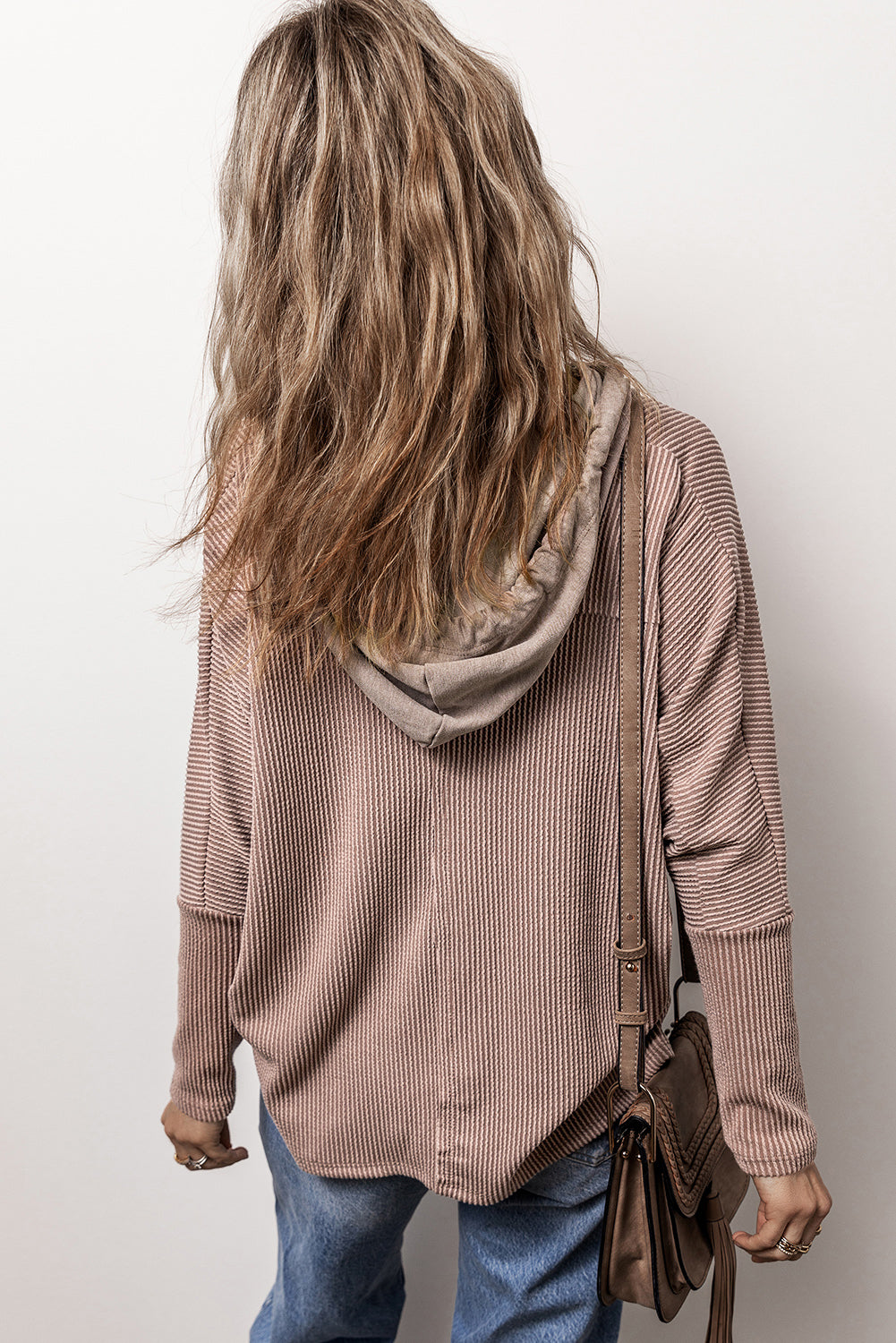 Olivia Patchwork Corded Drawstring Hoodie - Threaded Pear