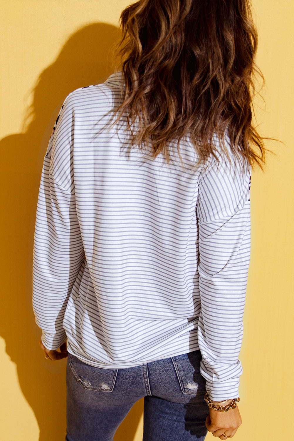 Amelia Zipper Collar Striped Sweatshirt