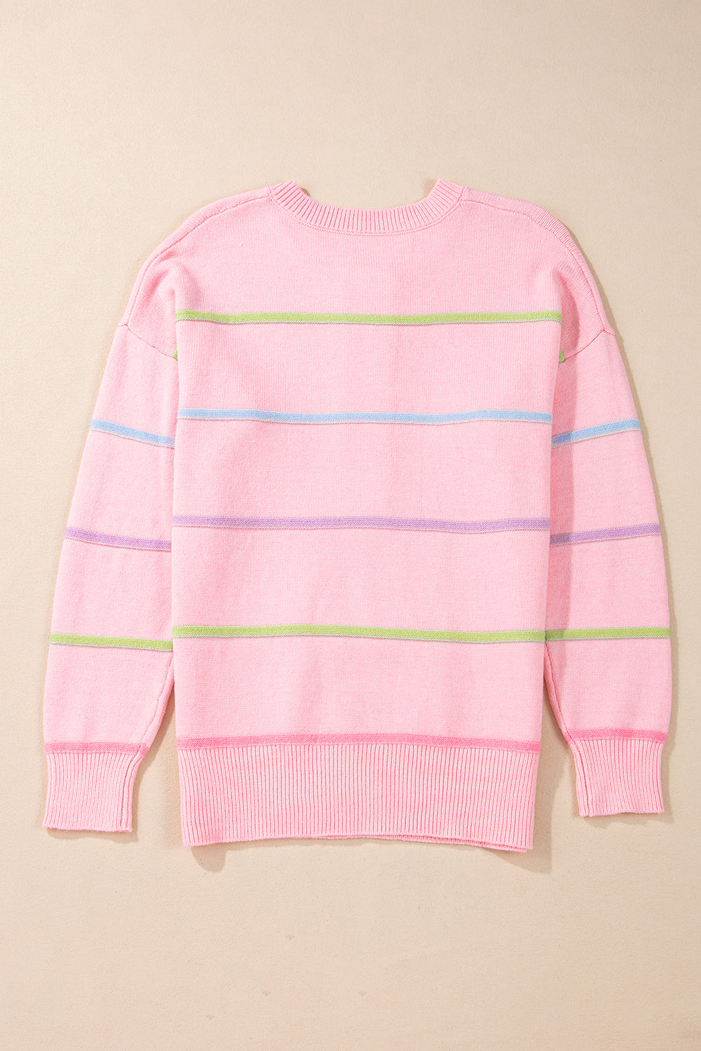 Miriam Stripes Baggy Henley Sweater - Threaded Pear
