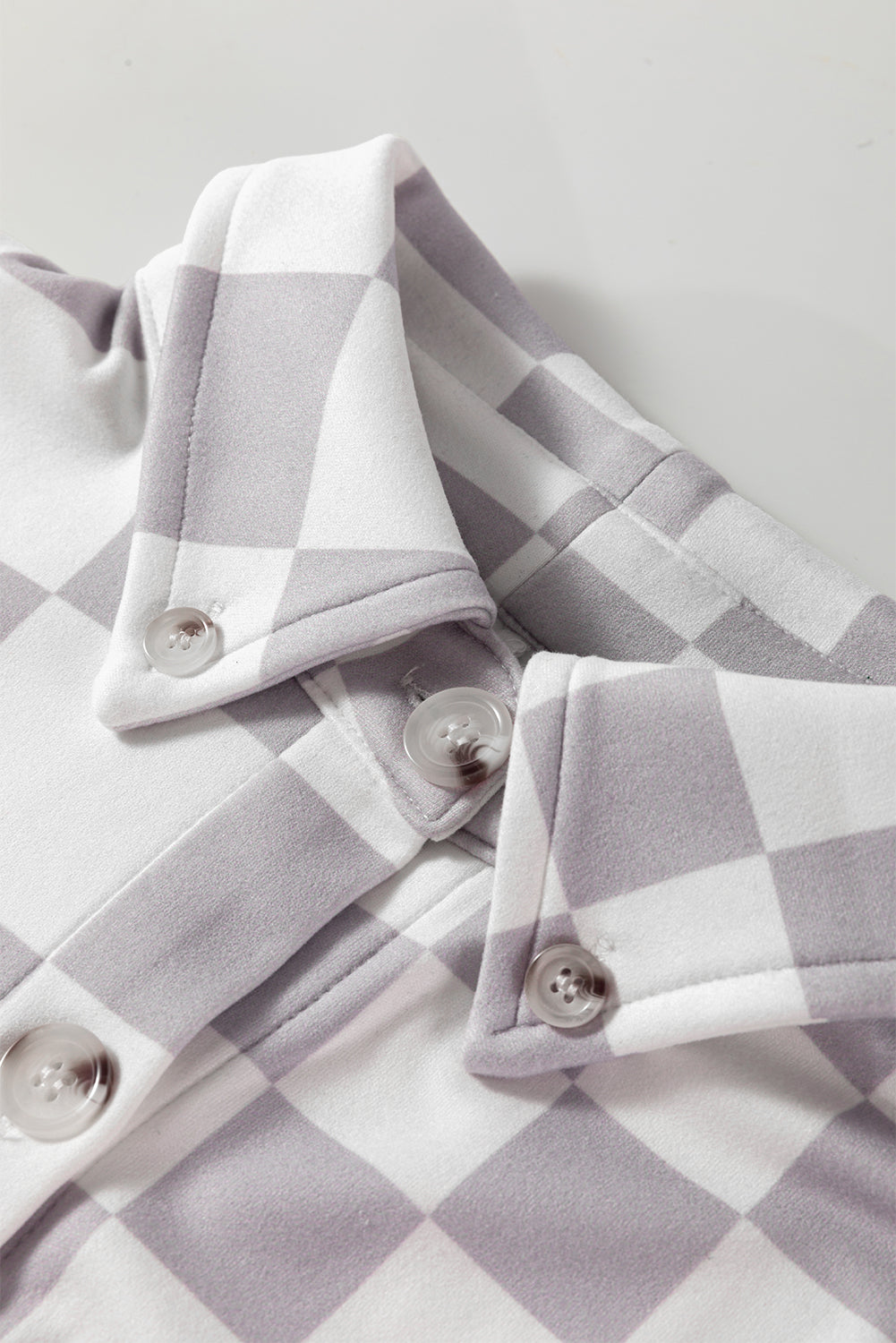 Rebecca Checkerboard Flap Pocket Button Front Shacket - Threaded Pear