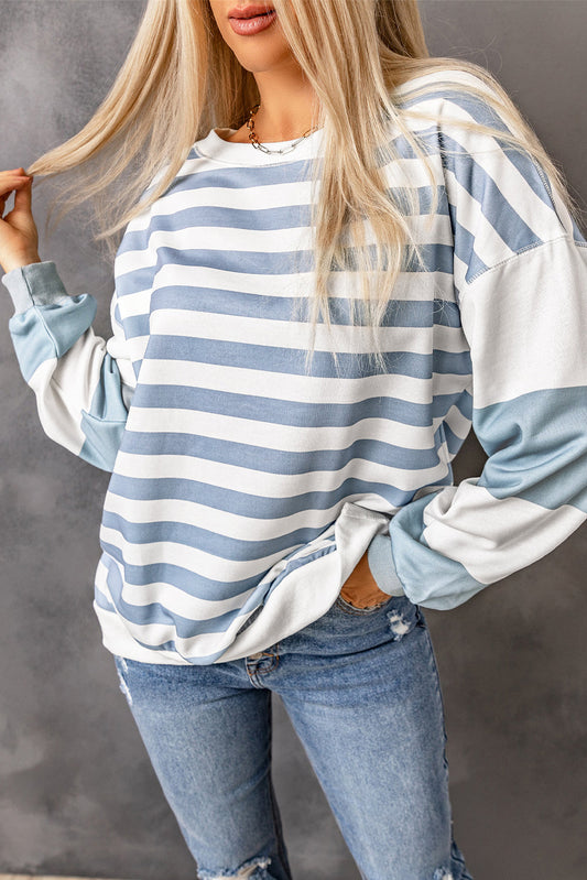 Elina Striped Pullover Sweatshirt - Threaded Pear