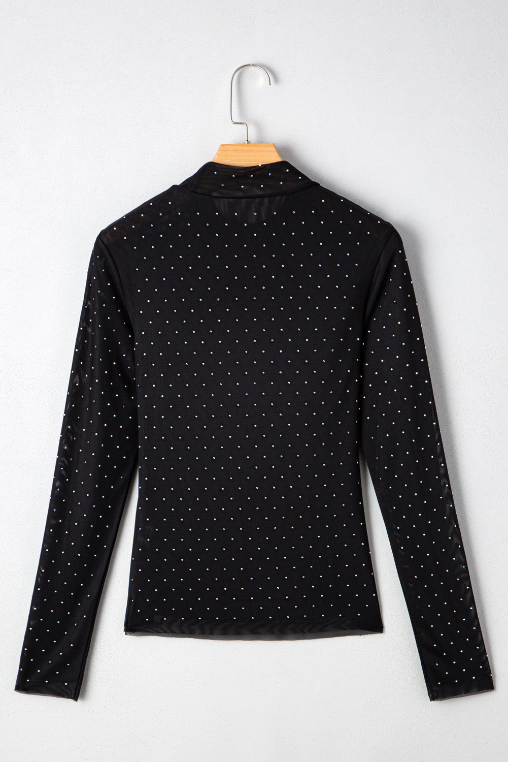 Anastasia Rhinestone Embellished Mesh Long Sleeve Top - Threaded Pear