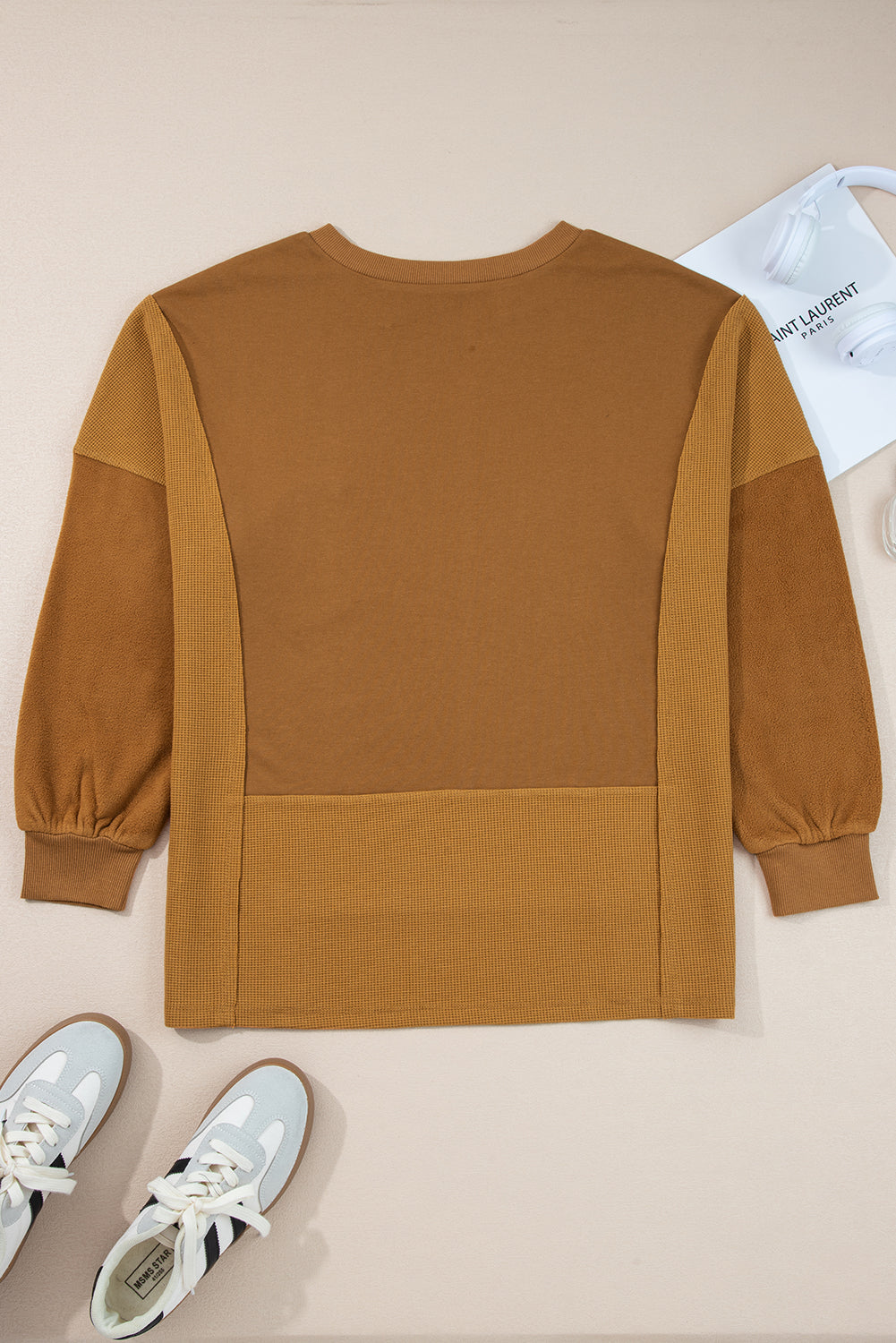 Isabella High Low Patchwork Sweatshirt - Threaded Pear