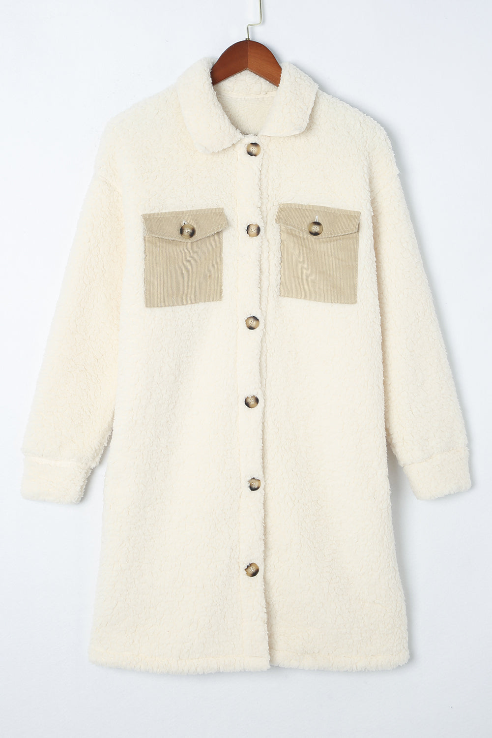 Olivia Single Breasted Teddy Coat - Threaded Pear