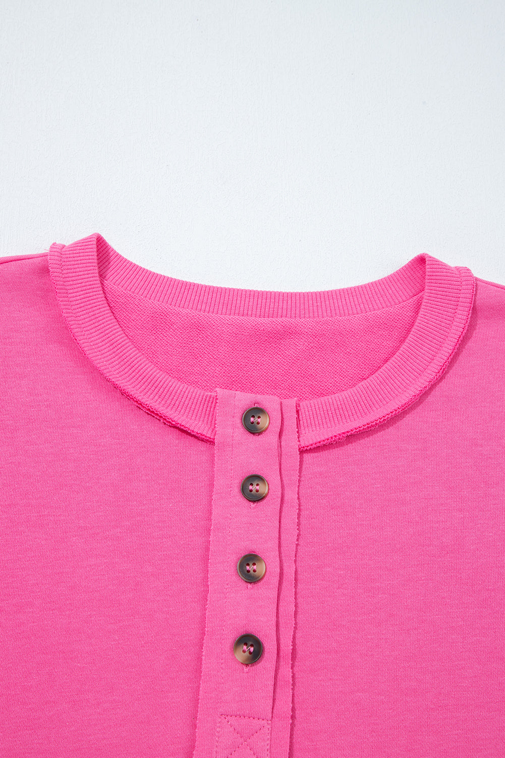 Vera Raw Edge Half Buttons Pullover and Jogger Pants Set - Threaded Pear