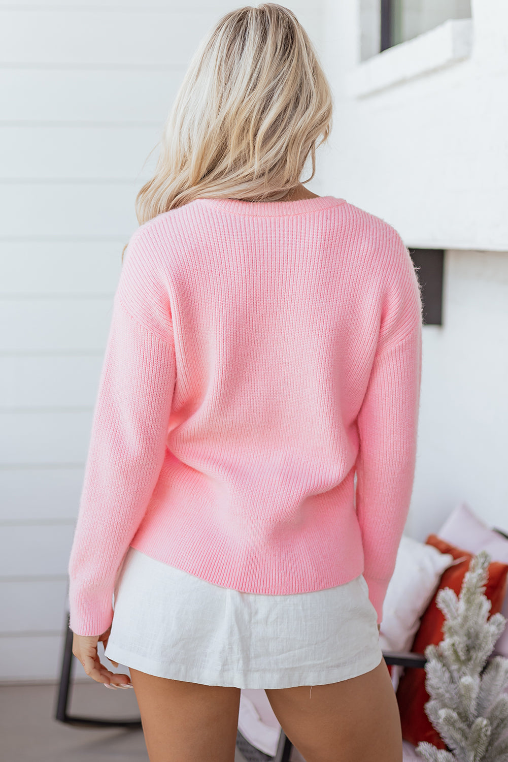 Ava Cane Puffy Knit Sweater - Threaded Pear
