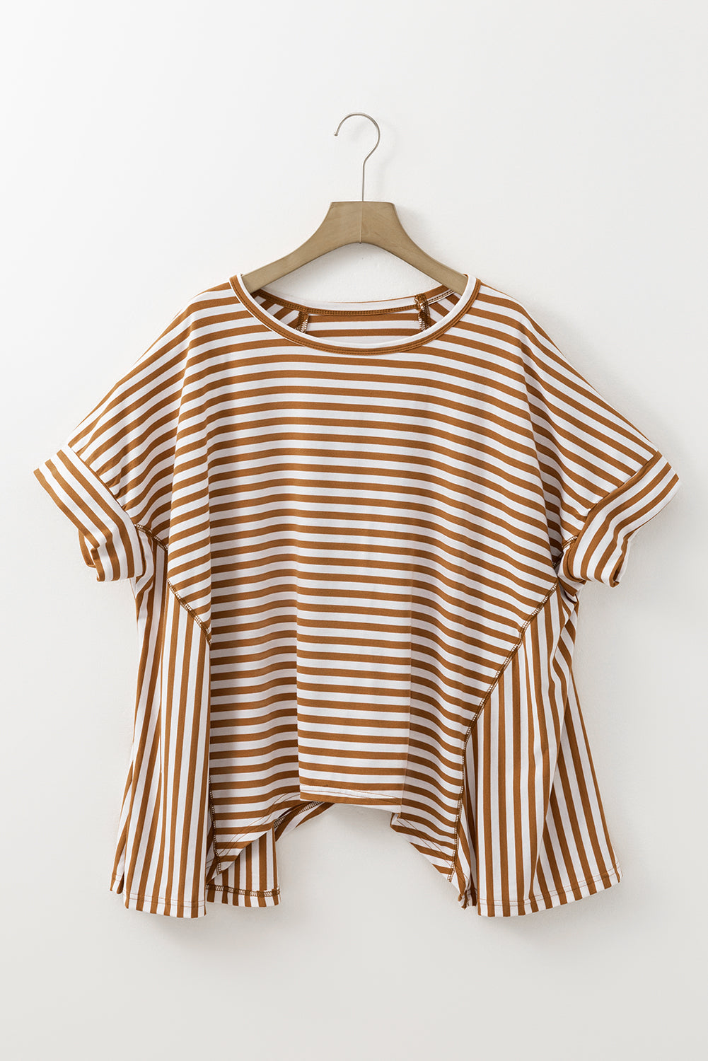 Alia Stripe Batwing Sleeve Crewneck Oversized Top - Threaded Pear