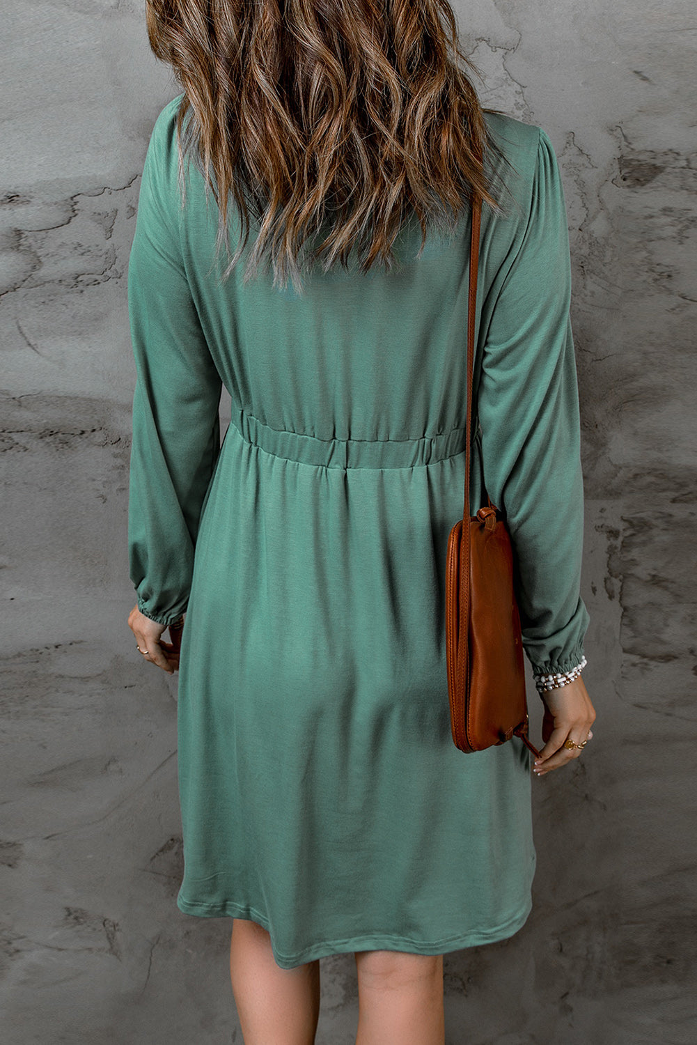 Julianna Button Up High Waist Long Sleeve Dress.