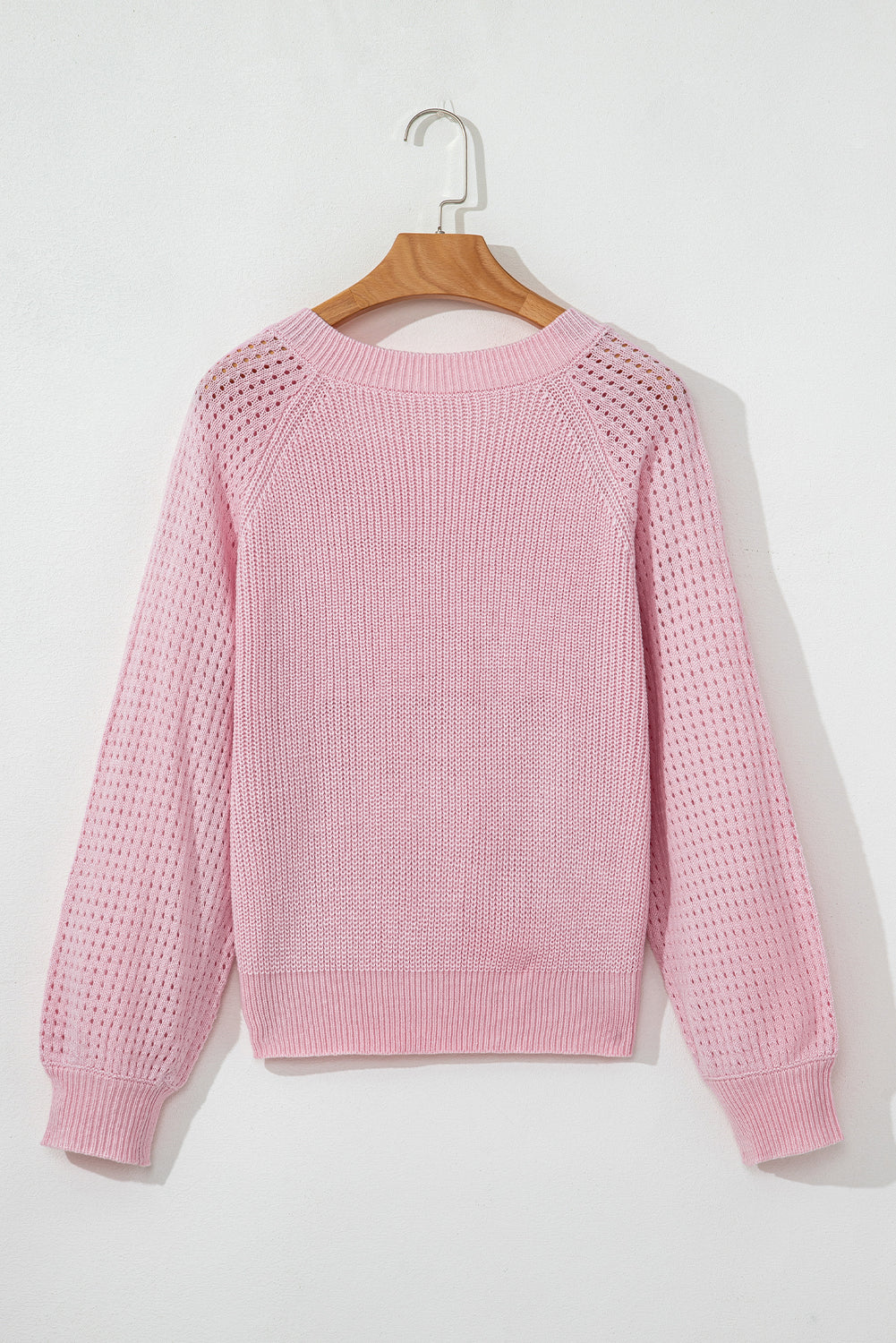 Evelyn Eyelets Raglan Sleeve Sweater - Threaded Pear