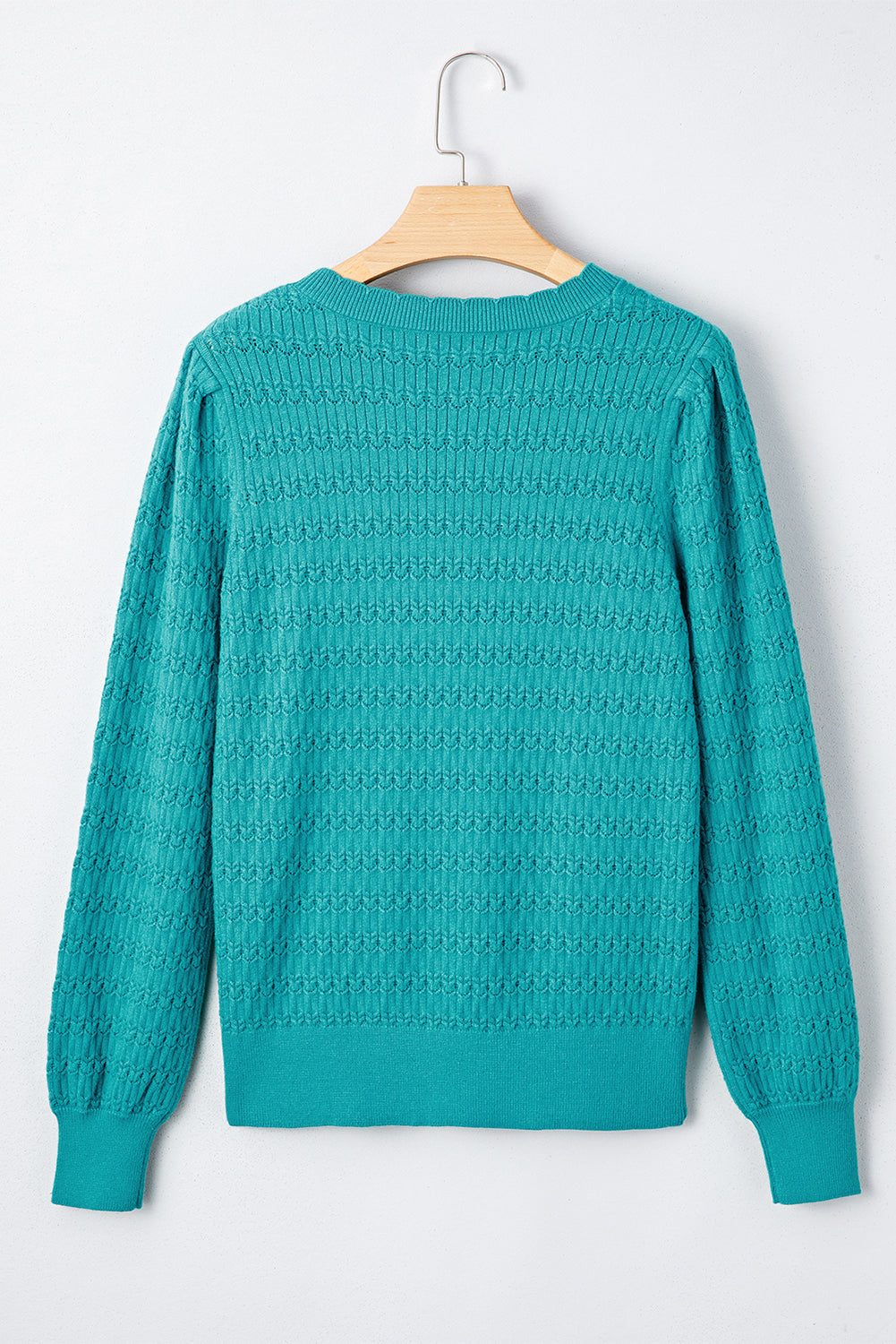 Kay Knit Ribbed Cuffs Crew Neck Sweater - Threaded Pear