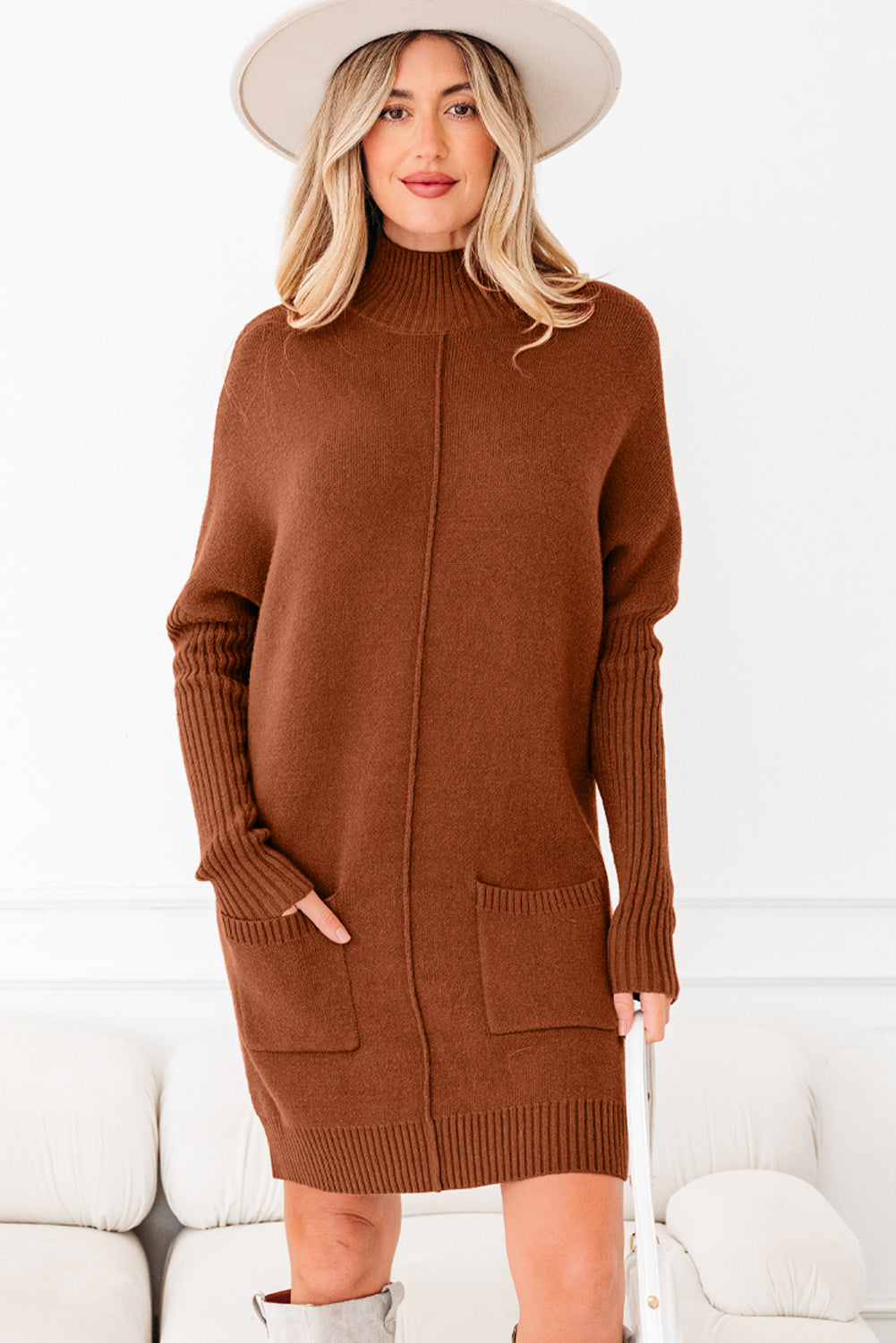 Mia Center Seam Shift Sweater - Threaded Pear