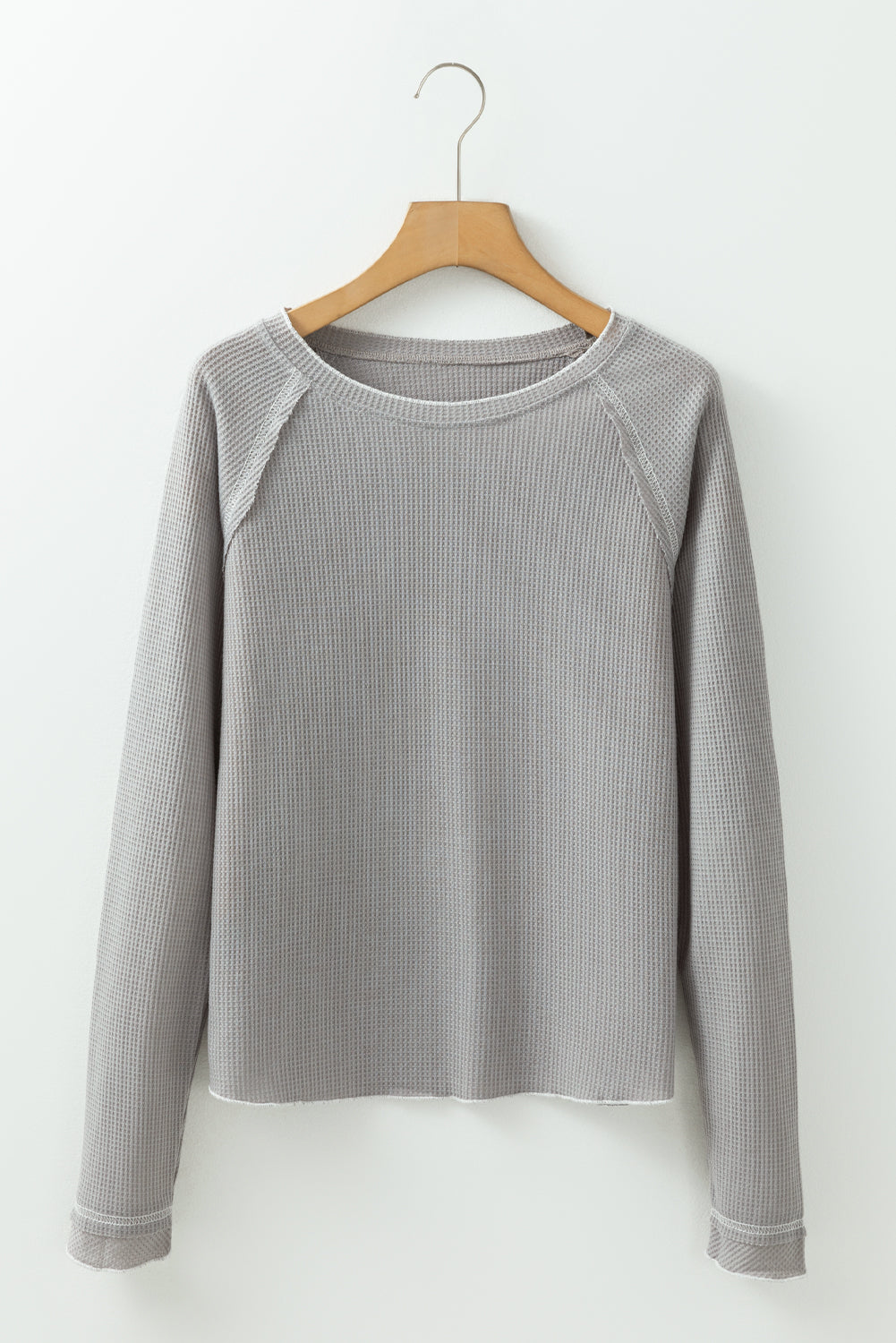 Daisy Textured Round Neck Long Sleeve Top - Threaded Pear